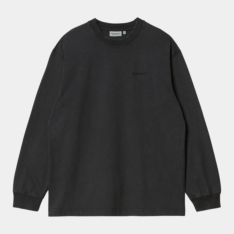 Carhartt WIP Langärmliges Marfa-T-Shirt für Herren – Black Moon Wash