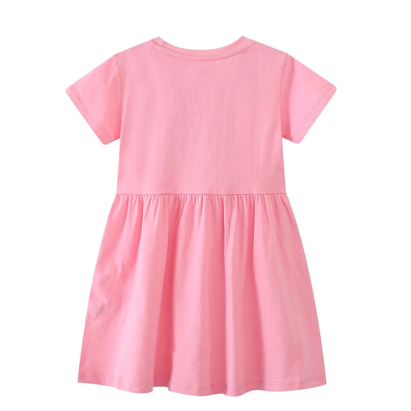 Mädchen Kurzarm Kleid mit bezauberndem Einhorn-Design Drune