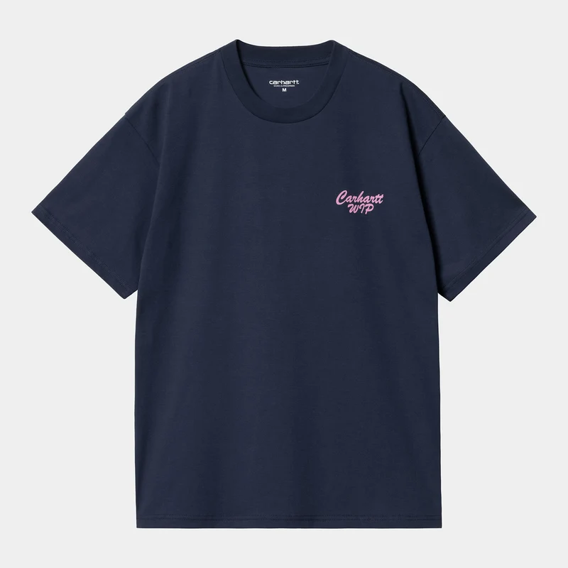 Carhartt WIP Herren FriendsHip-T-Shirt – Air Force Blue / Hellrosa