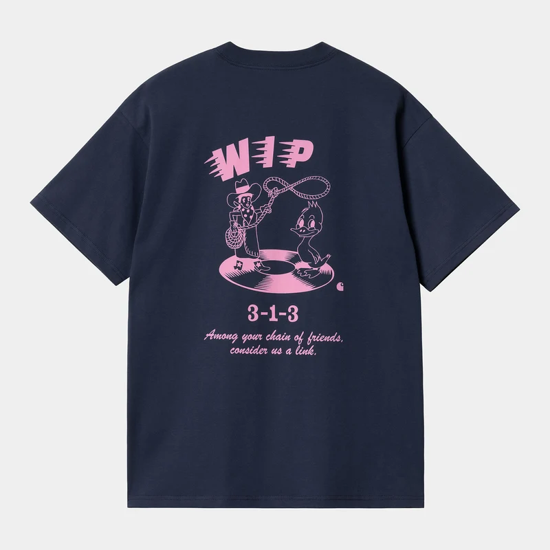Carhartt WIP Herren FriendsHip-T-Shirt – Air Force Blue / Hellrosa