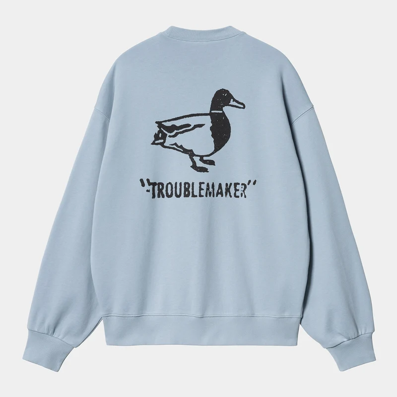 Carhartt WIP Herren Stamp Sweat Top – Misty Sky / Schwarz