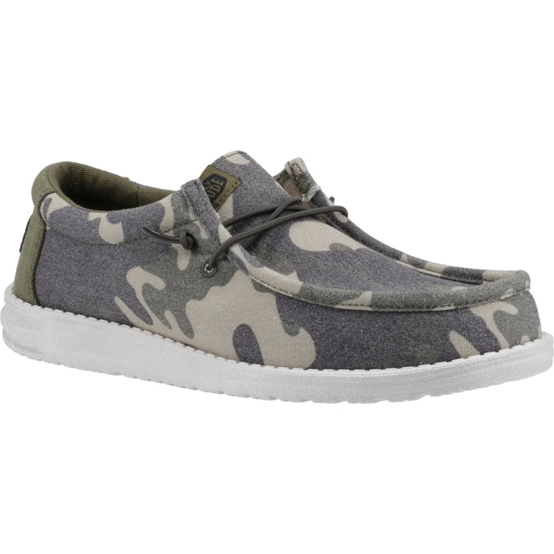 Hey Dude Wally Herrenschuh mit gewaschenem Camouflage-Muster – Grün