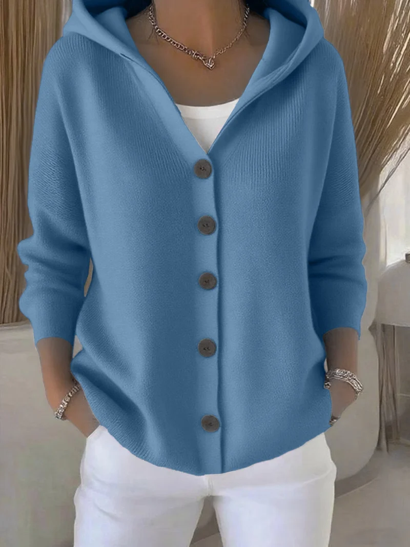 Damen nan Kapuzen-Cardigan mit Knopfleiste und lässiger Oversize-Passform Drune