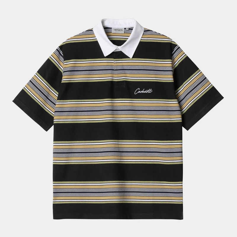 Carhartt WIP Herren Gaines Kurzarm-Rugby-Shirt – Schwarz