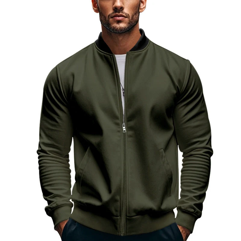 Herren nan schmale Zip-Bomberjacke aus weichem Sweat mit Stehkragen und seitlichen Eingrifftaschen Drune
