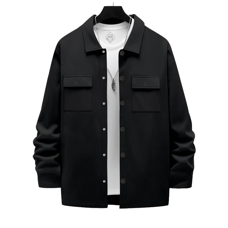 Herren nan Overshirt-Jacke mit Brustklappen, lockerer Passform und durchgehender Knopfleiste Drune