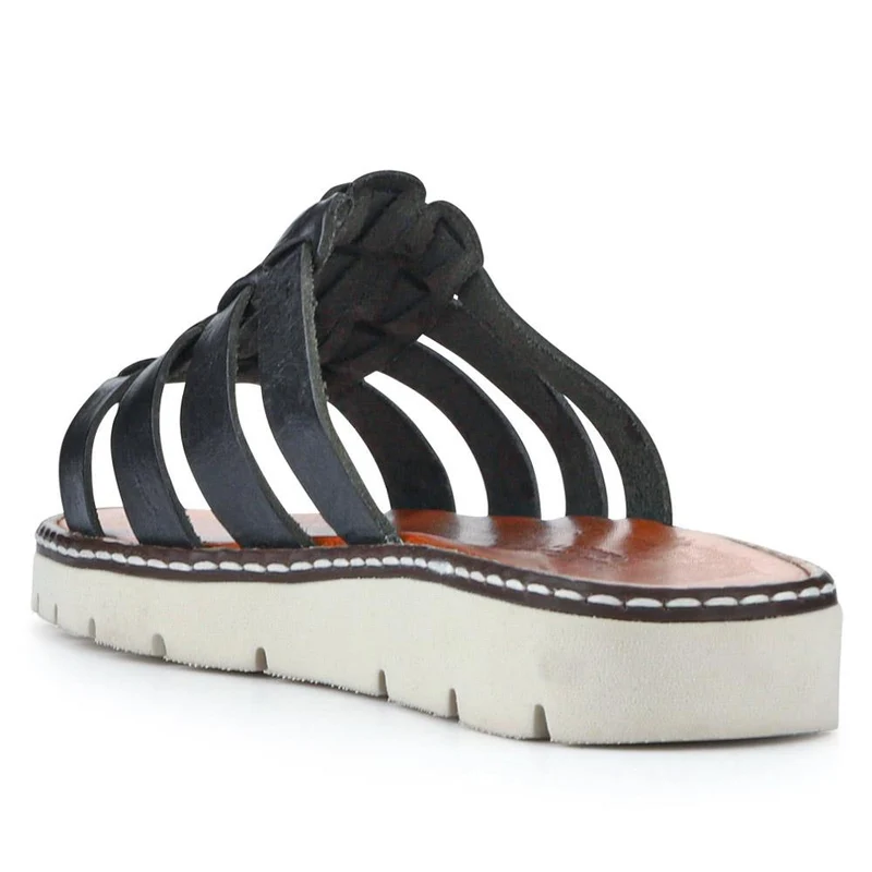 Leather Strappy Mule Sandals - EDNB40106 / 326 916 - Black