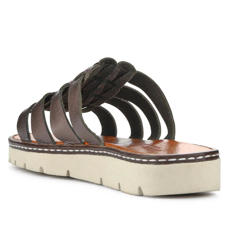 Leather Strappy Mule Sandals - EDNB40106 / 326 916 - Pewter