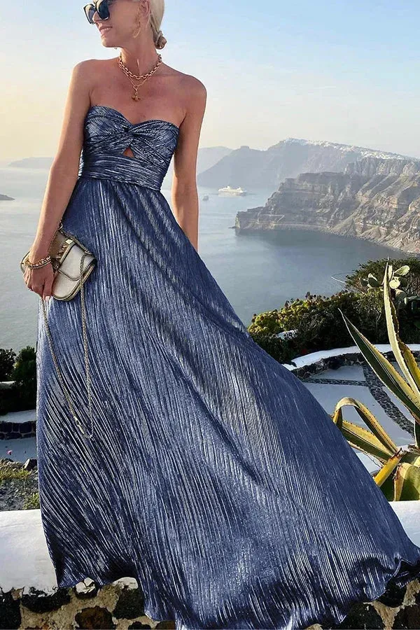 Langes trägerloses Abendkleid mit Glanzeffekt für Damen