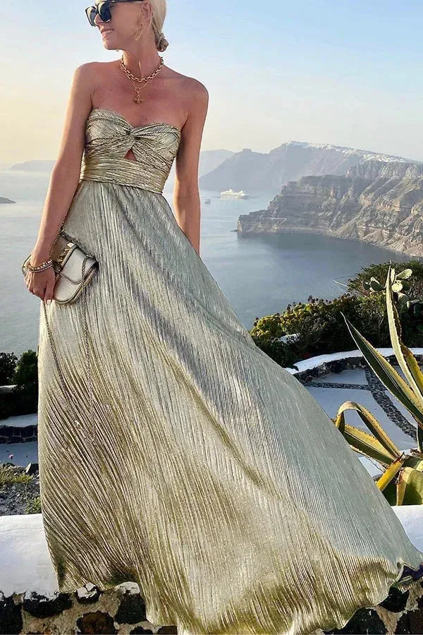 Langes trägerloses Abendkleid mit Glanzeffekt für Damen