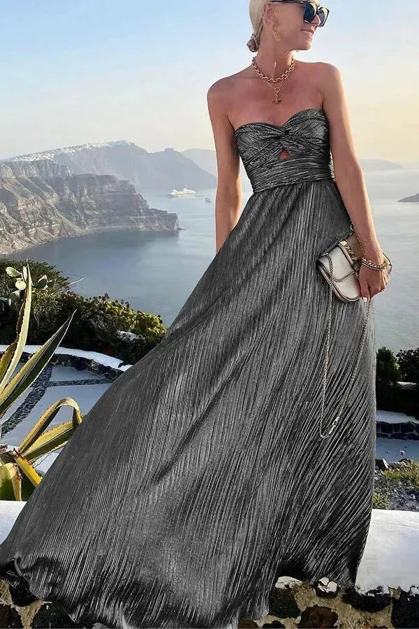 Langes trägerloses Abendkleid mit Glanzeffekt für Damen