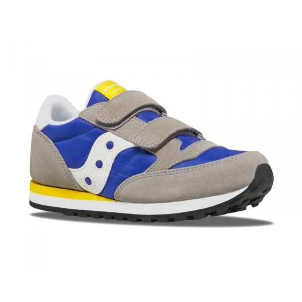 Saucony Kinder-Jazz-Double-Turnschuhe – Grau / Marineblau / Gelb