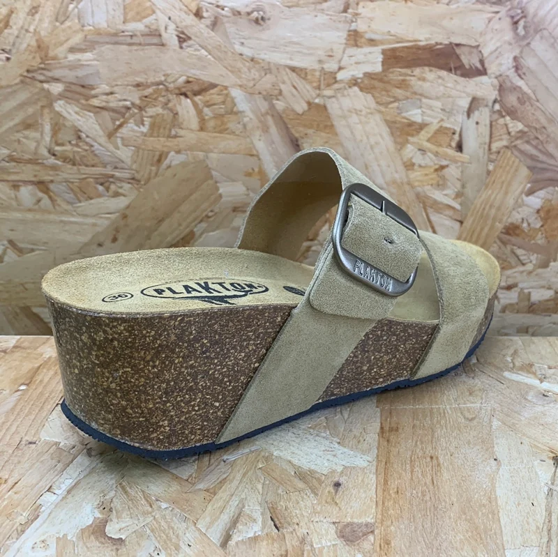 Plakton Damen-Sandale „Alicante Hi“ aus Leder – Hellbraun