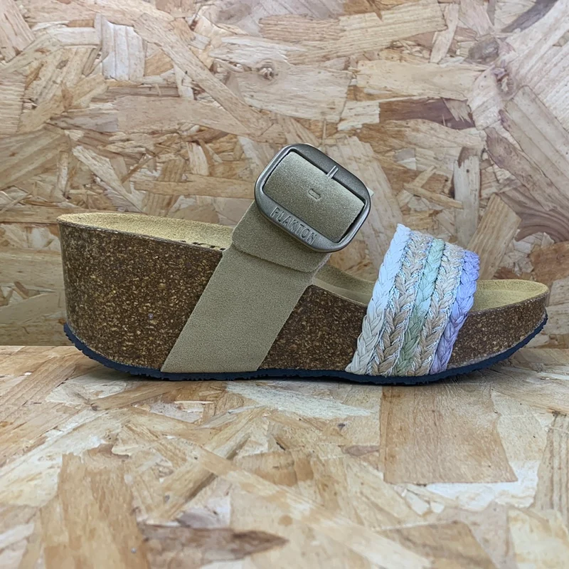 Plakton Damen-Sandale „Alicante Hi“ aus Jute-Leder – Grün