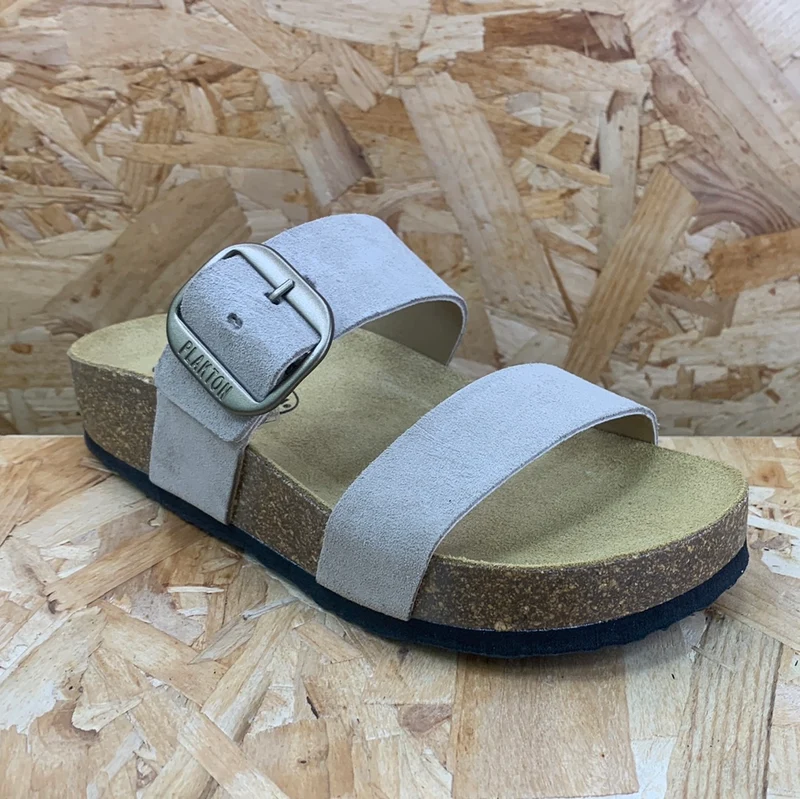 Plakton Damen-Sandale „Alicante Mid Apure“ aus Leder – Stein