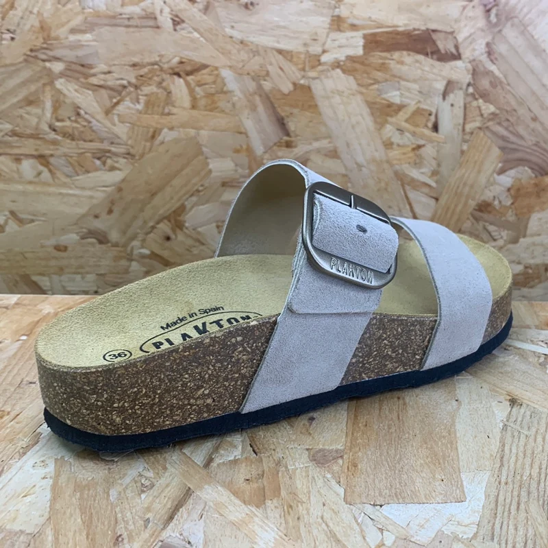 Plakton Damen-Sandale „Alicante Mid Apure“ aus Leder – Stein