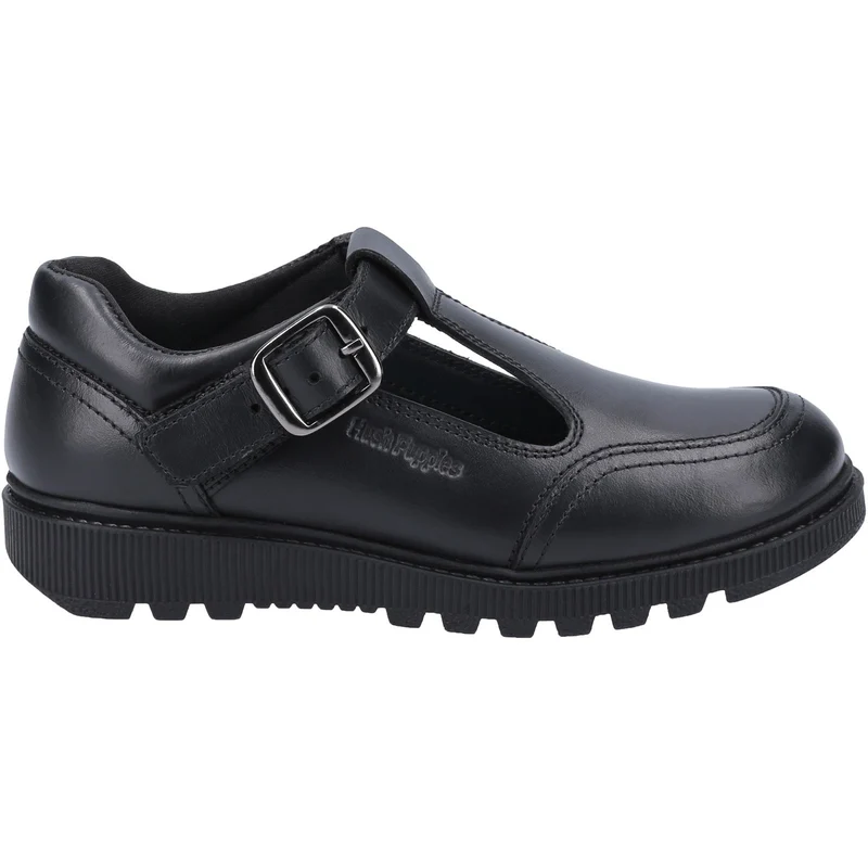 Hush Puppies Kerry Leder-Schulschuhe für Mädchen – Schwarz