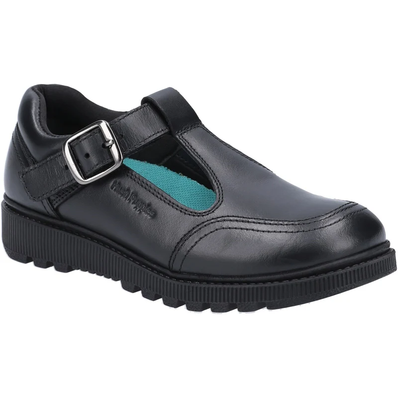 Hush Puppies Kerry Leder-Schulschuhe für Mädchen – Schwarz