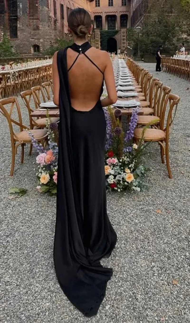 Langes Drapiertes Damenkleid | Elegantes Abendkleid mit Einem Träger