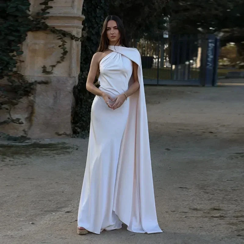 Langes Drapiertes Damenkleid | Elegantes Abendkleid mit Einem Träger