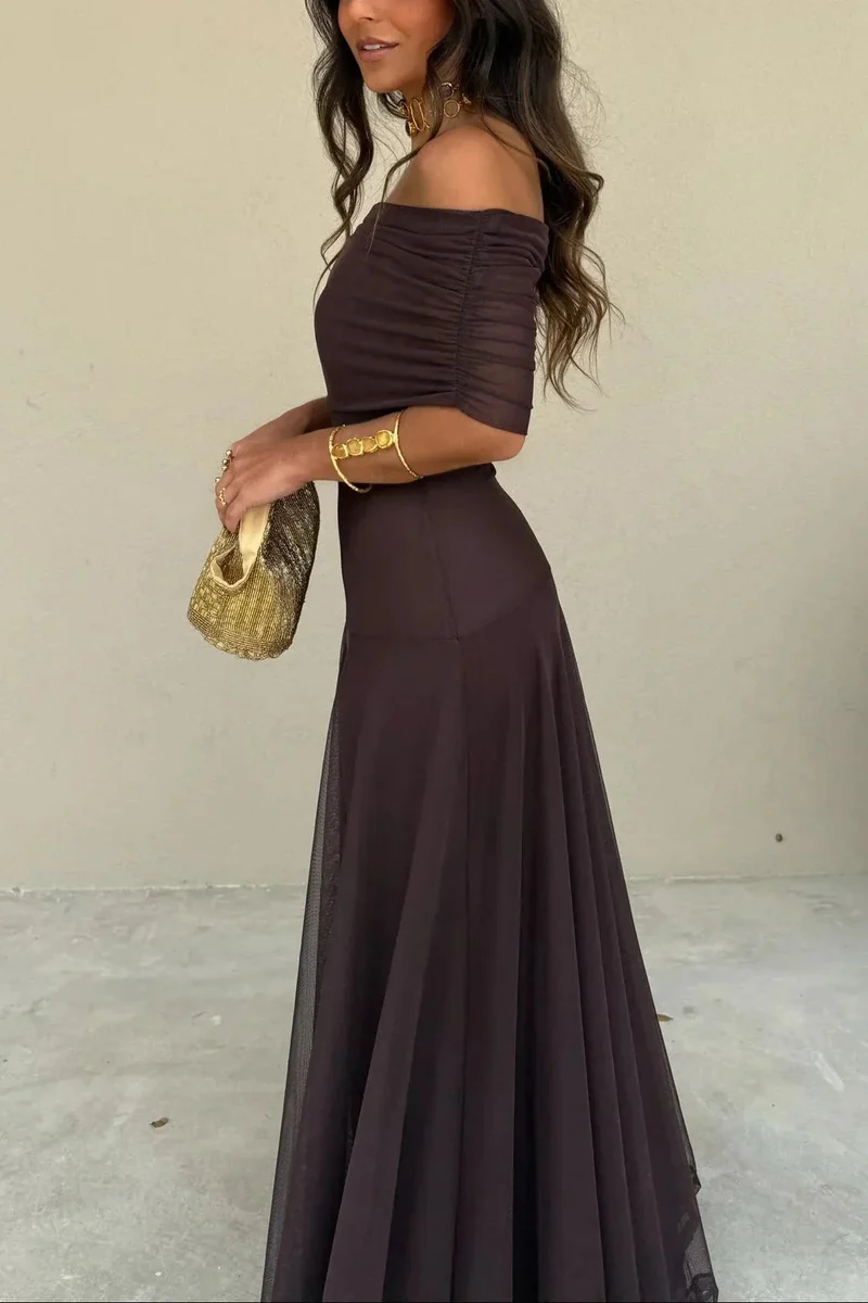 Plissiertes Sommerkleid mit einem Schulterträger für Damen