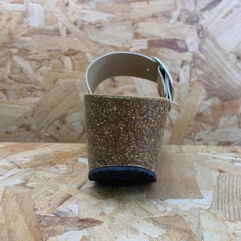 Plakton Damen-Sandale „Alicante Hi“ aus Leder – Glitzergold