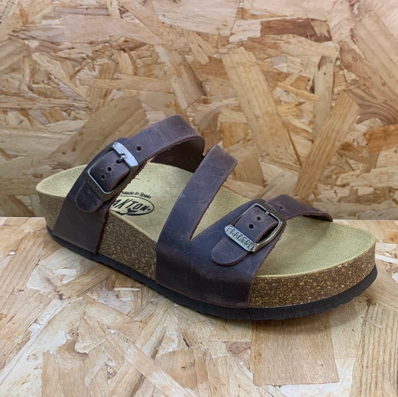 Plakton Seville Mid Apure Ledersandale für Damen – Braun