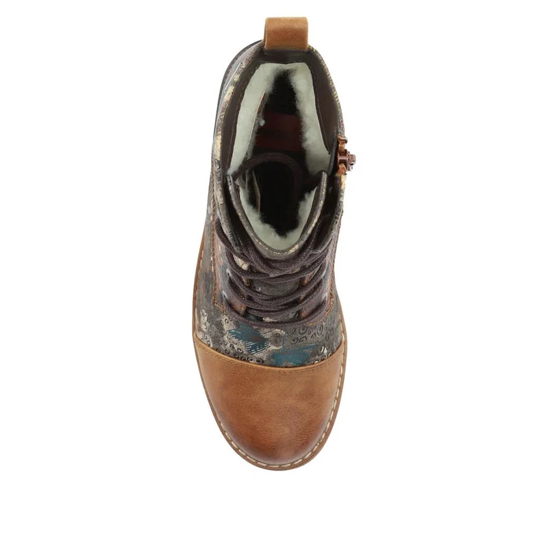 Leather Water-Resistant Lace-Up Boots - RKR40526 / 326 088 - Floral