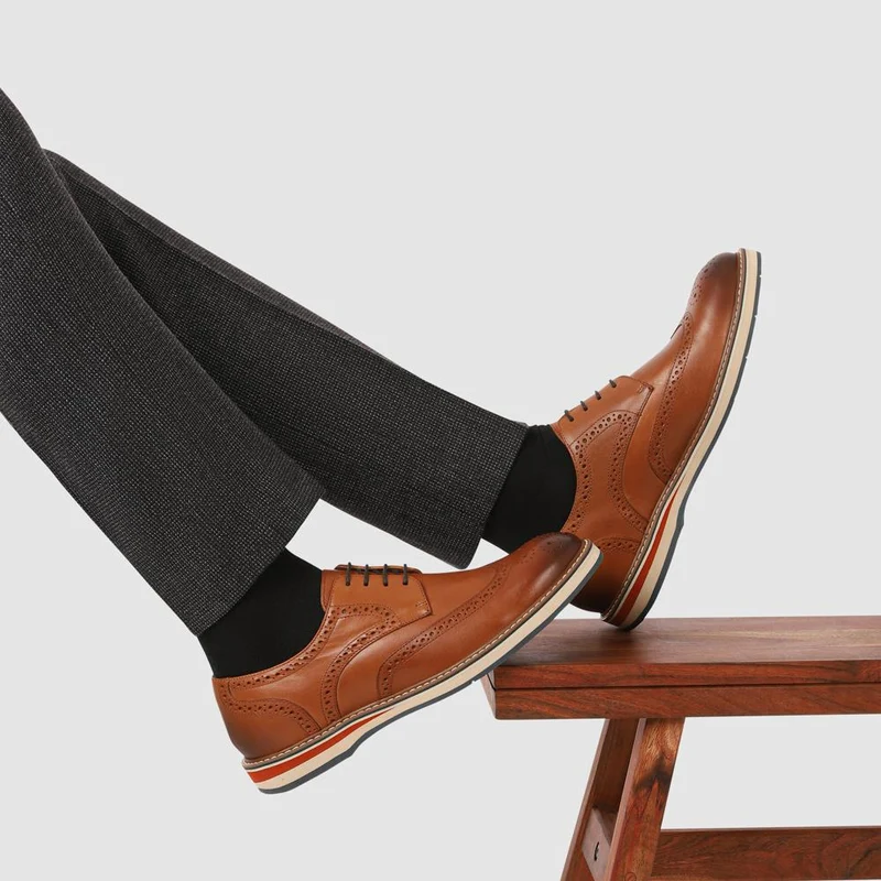 Smart Leather Lace-Up Shoes - PERFO41001 / 327 385 - Tan