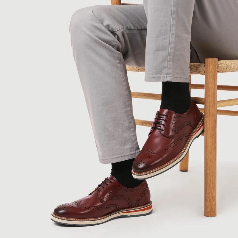 Smart Leather Lace-Up Shoes - PERFO41001 / 327 385 - Bordeaux