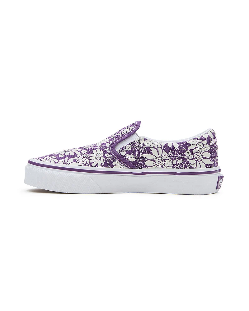 VANS Klassische Slip-On-Summer-Bloom-Sneaker für Kinder – Lila