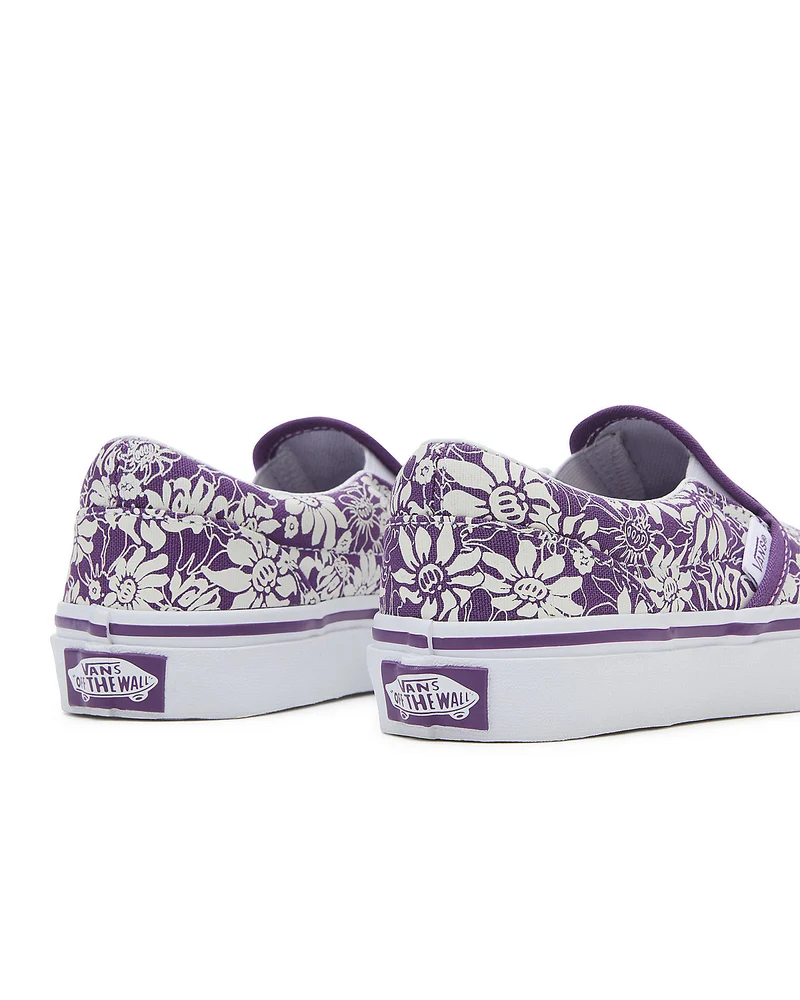 VANS Klassische Slip-On-Summer-Bloom-Sneaker für Kinder – Lila