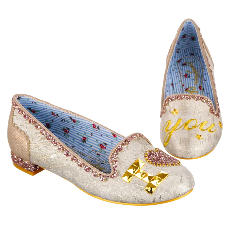 Irregular Choice Damen Luv Ya Flats - Off White