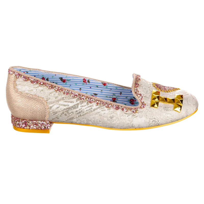 Irregular Choice Damen Luv Ya Flats - Off White