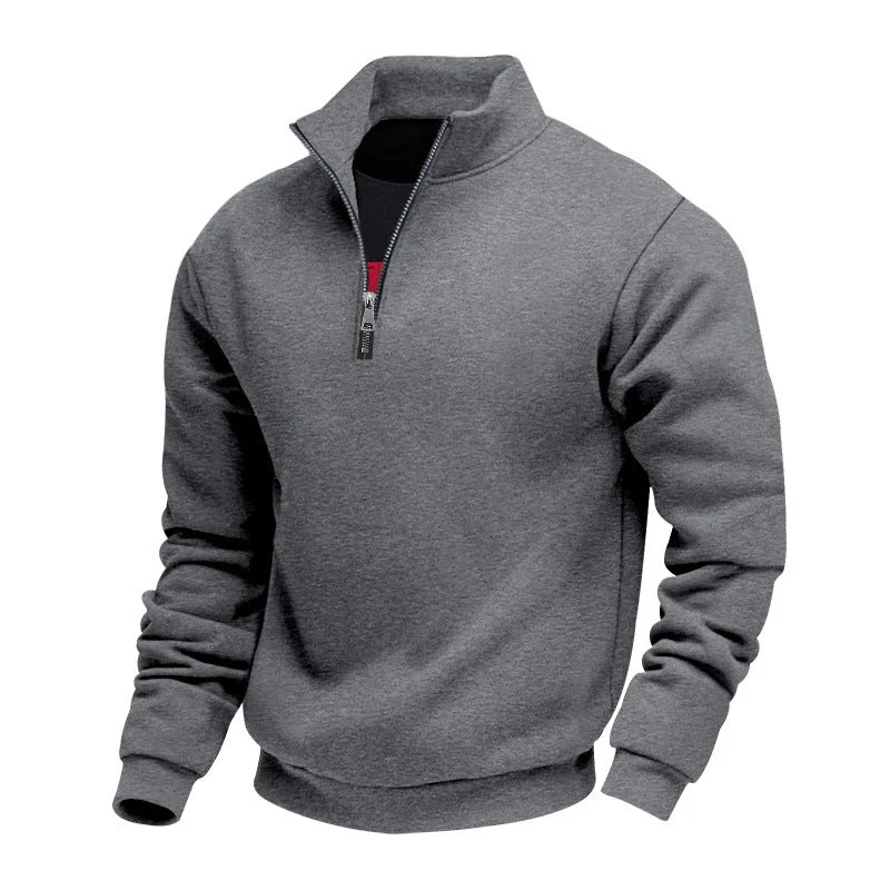 Herren nan halbhoher Reißverschluss-Sweatpullover mit Stehkragen weichem Fleecefutter und elastischen Bündchen Drune