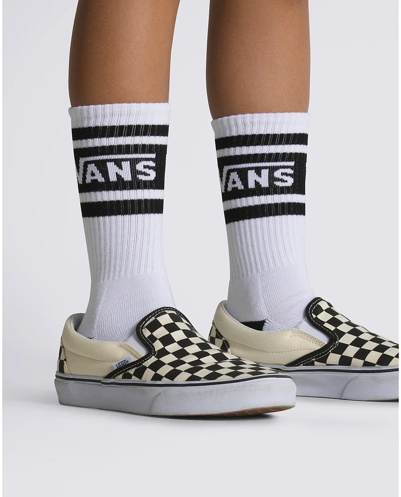 VANS Kinder Drop V Logo Crew Socken (1 Paar) – Weiß / Schwarz