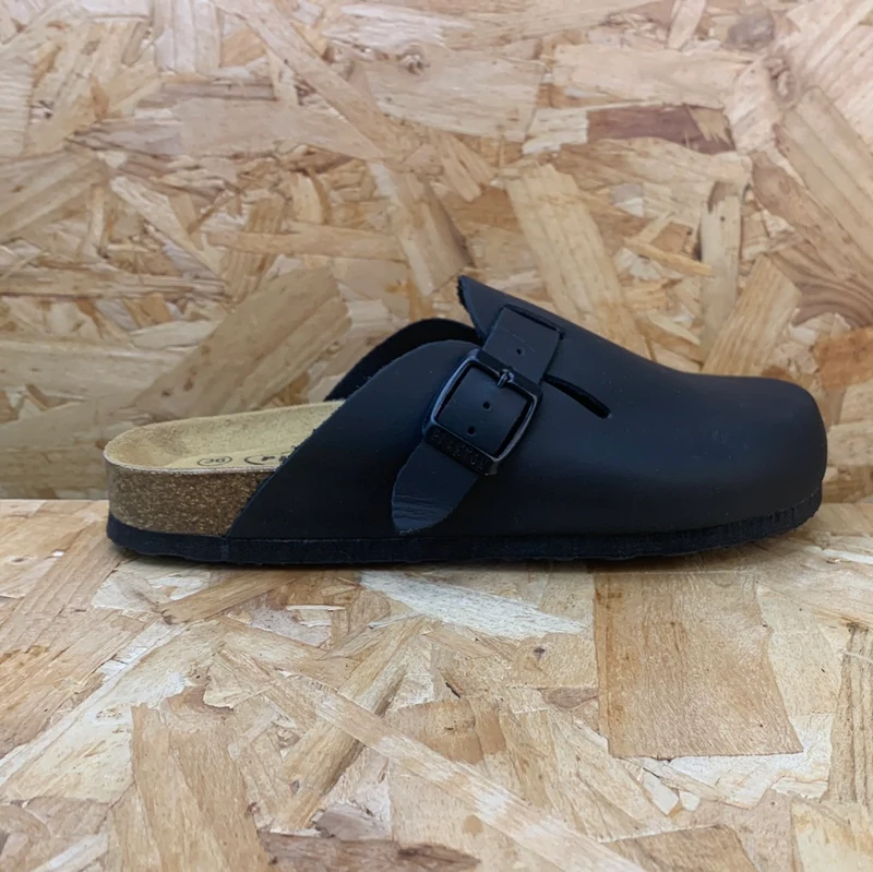 Plakton Damen Gibraltar Leder-Pantoletten – Schwarz