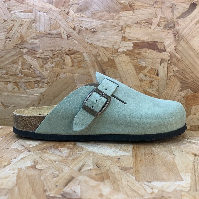 Plakton Gibraltar Leder-Pantoletten für Damen – Minze