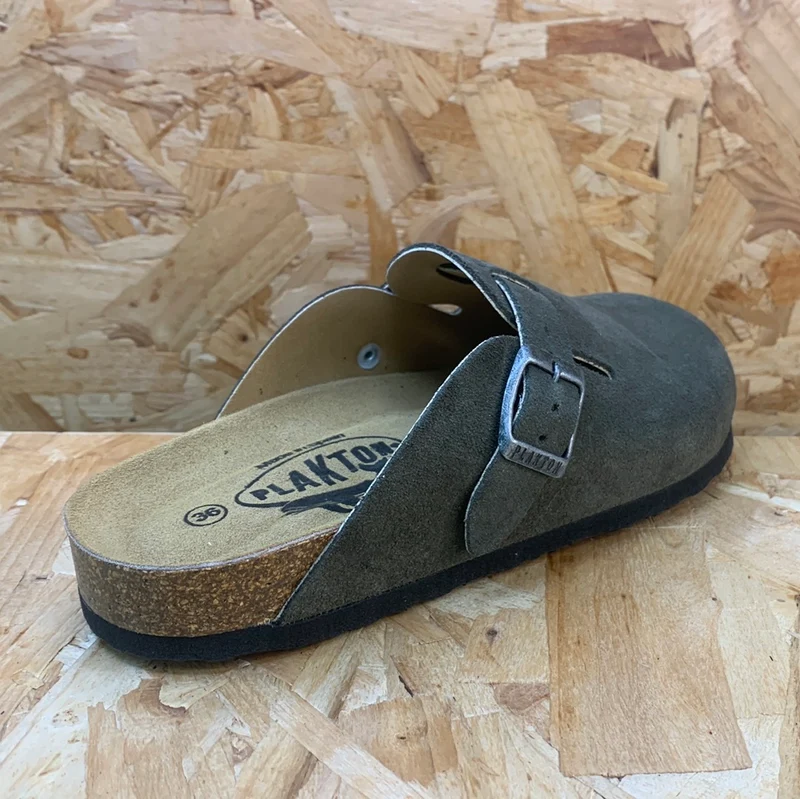 Plakton Gibraltar Leder-Pantoletten für Damen – Castor Grey