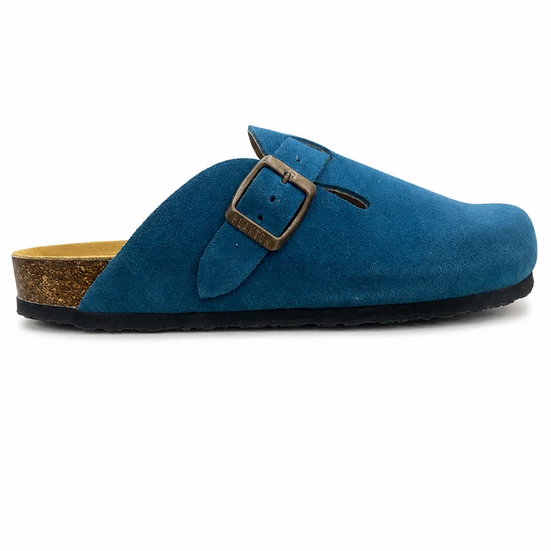 Plakton Gibraltar Leder-Pantoletten für Damen – Saphirblau