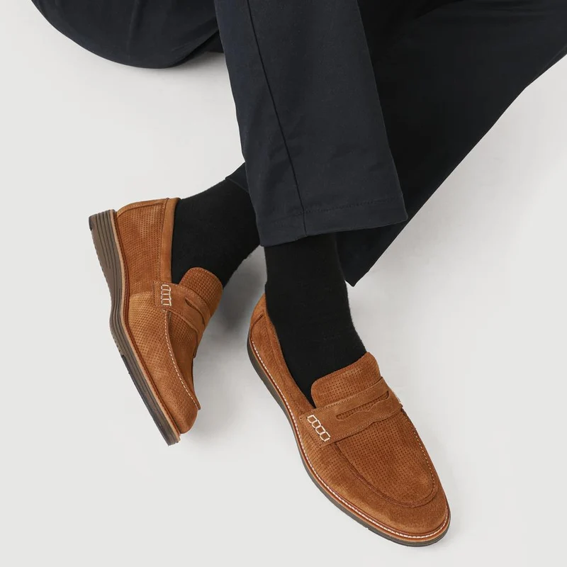 Leather Slip-On Casual Shoes - PERFO41002 / 327 386 - Cognac