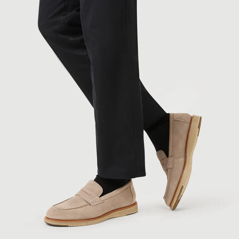 Leather Slip-On Casual Shoes - PERFO41002 / 327 386 - Beige