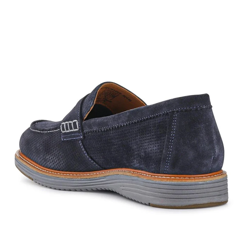 Leather Slip-On Casual Shoes - PERFO41002 / 327 386 - Navy