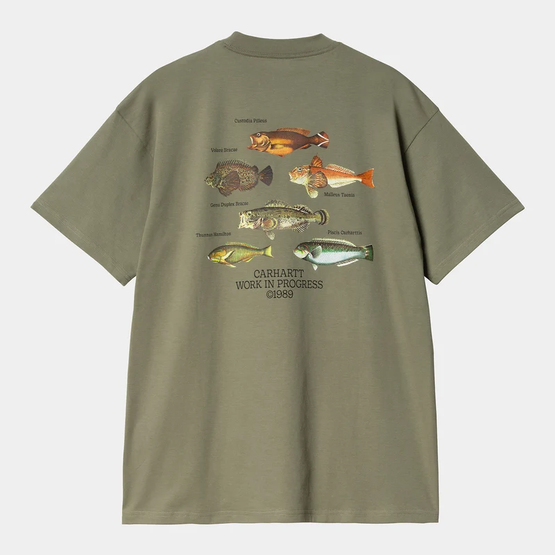 Carhartt WIP Herren-Fisch-T-Shirt – Dollargrün