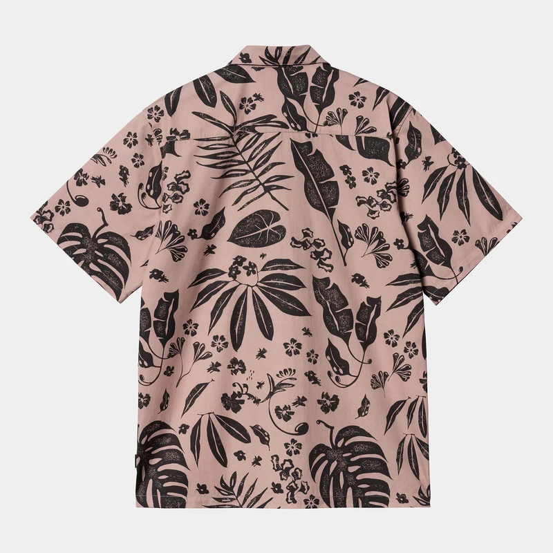 Carhartt WIP Herren Woodblock Kurzarmhemd - Glassy Pink