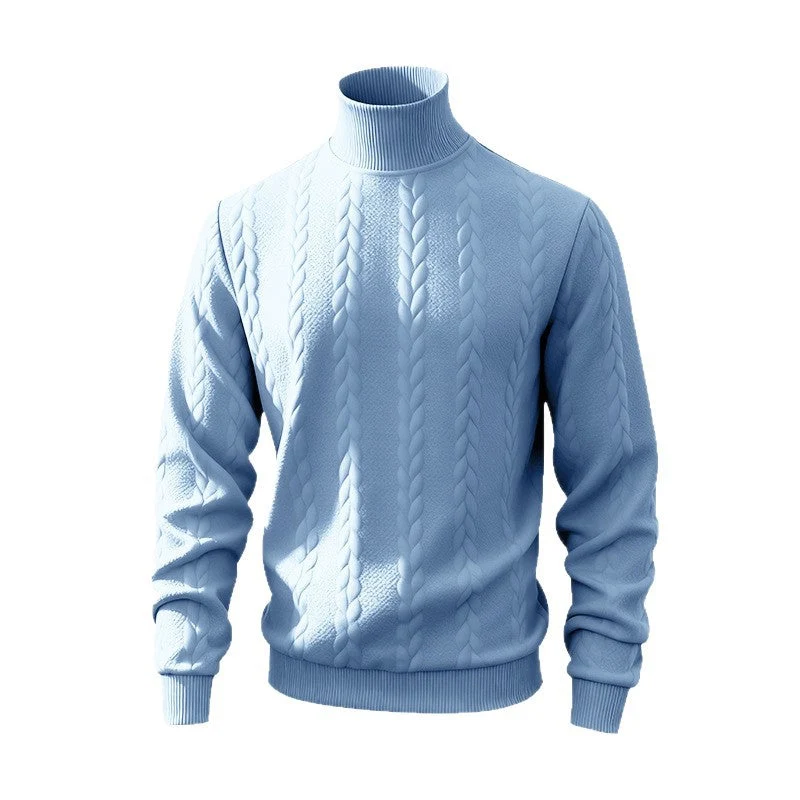 Herren nan feiner Zopfmuster-Rollkragenpullover mit schmaler Passform, geripptem Kragen und elastischen Bündchen Drune