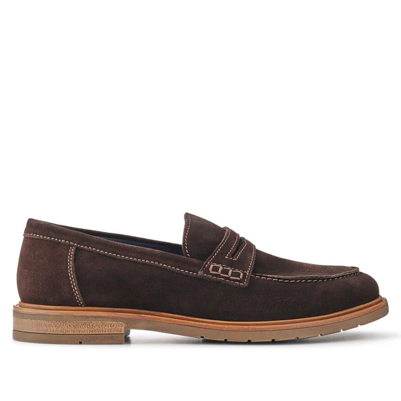 Suede Leather Penny Loafers - ITAR41012 / 327 506 - Brown