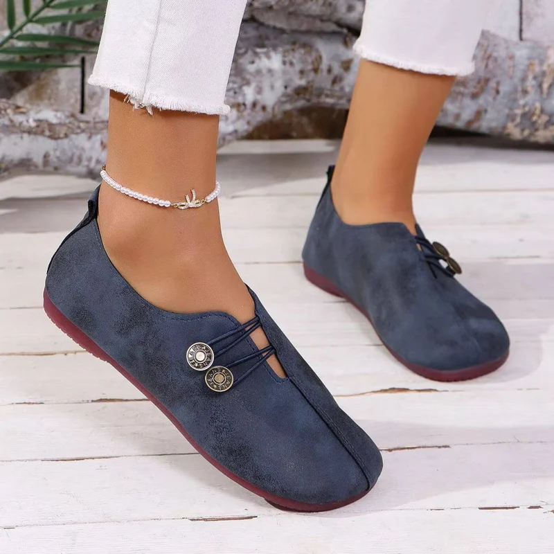 Damen Slipper mit Knopfverschluss | Bequeme Alltagsschuhe