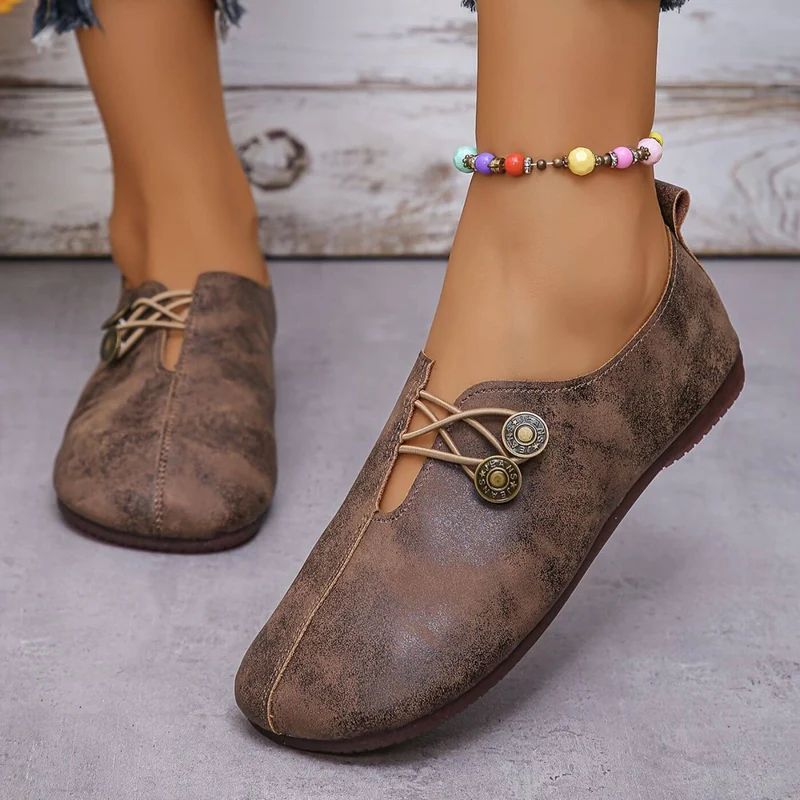 Damen Slipper mit Knopfverschluss | Bequeme Alltagsschuhe