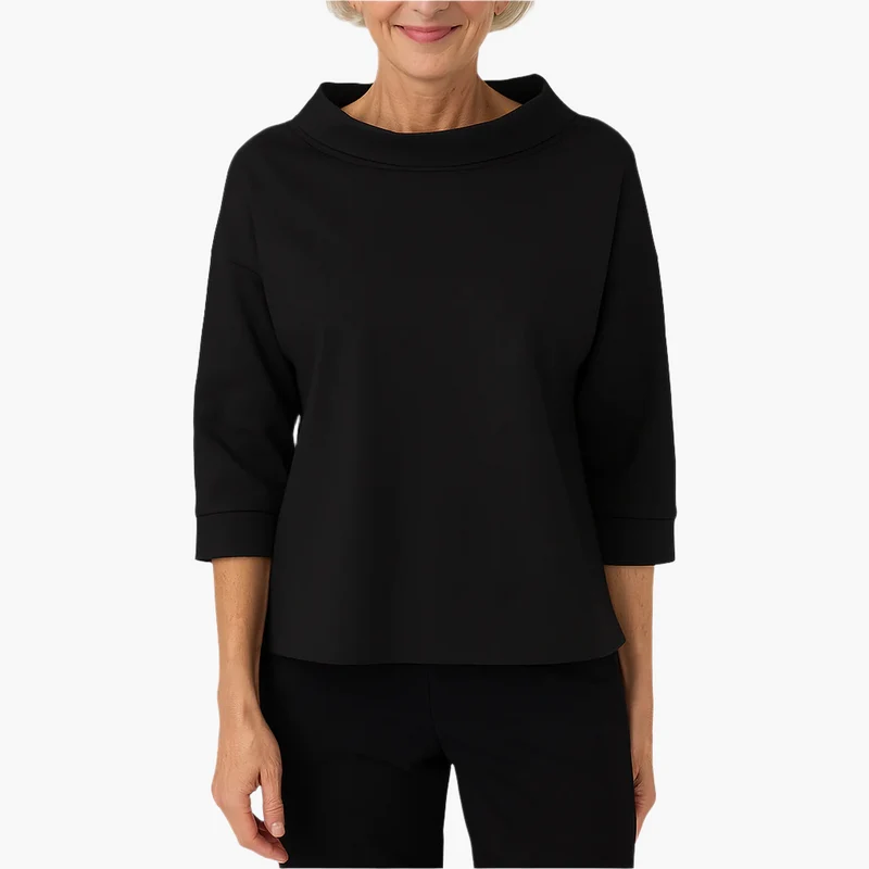 Elegantes Oberteil mit Stehkragen | Damen 3/4-Ärmel Shirt